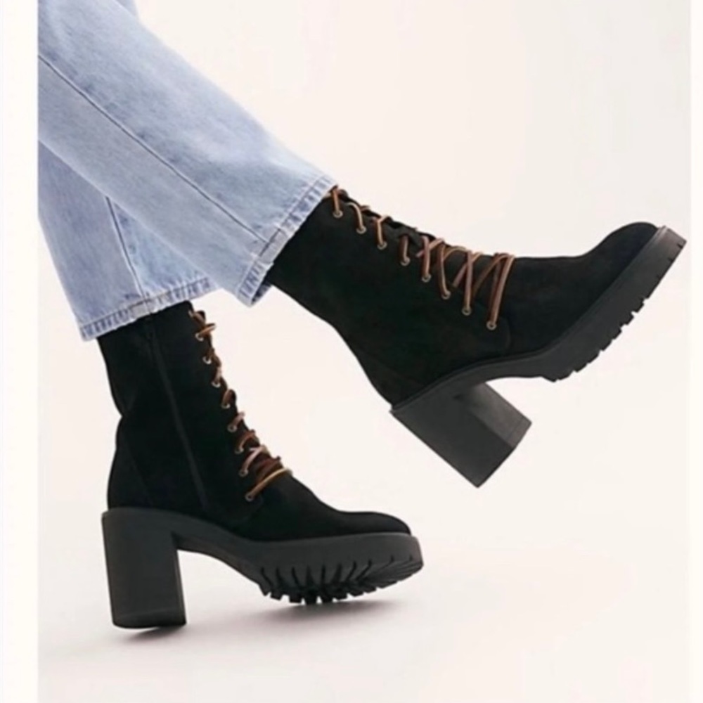 Free People Dylan Lace Up Boots (Black)